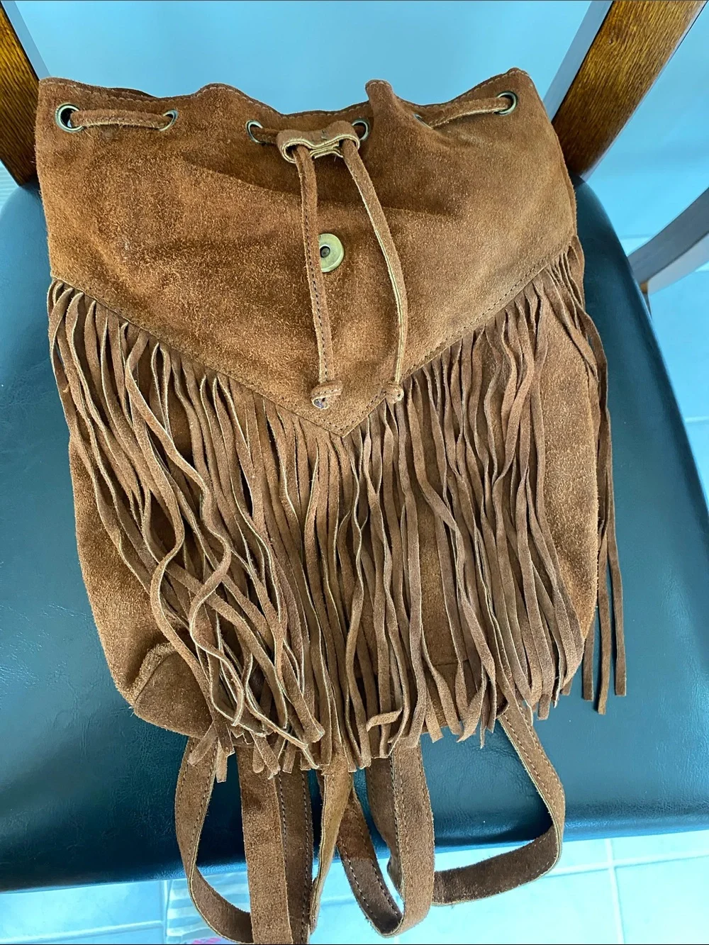 Sorpresa! Suede Fringe Rucksack Backpack Cowboy Ranch Western Genuine Leather